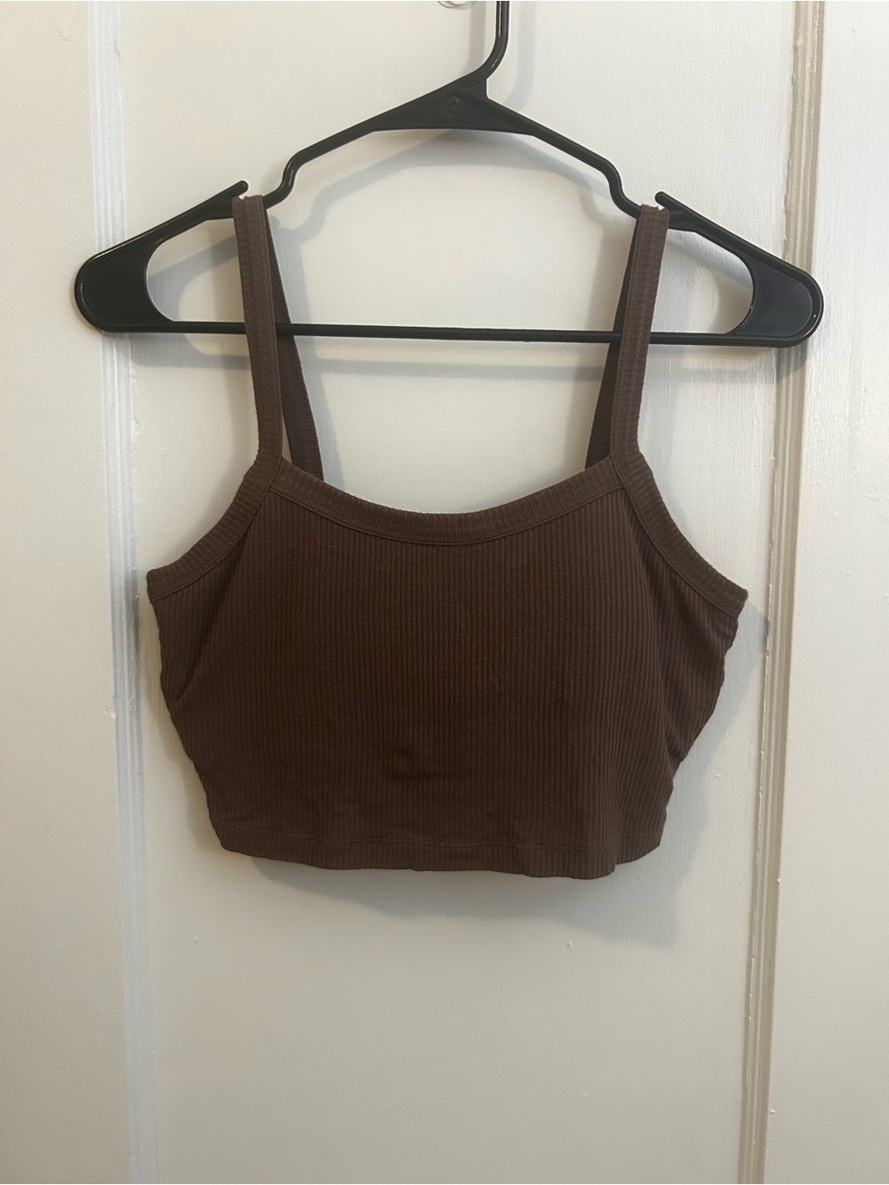 alo Ribbed Crop Tank Top in Brown Size Medium